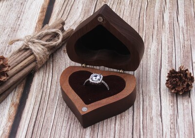 Personalised Couple Ring Box, Love Ring Box, Wooden Wedding Ring Box, Wooden Jewellery Box, Gifts for Bride, Anniversary Gift for Her - image3